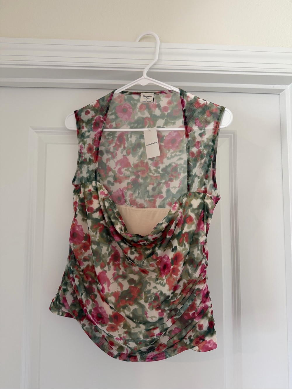 Abercrombie Aqua Floral Sleeveless Top - Pink & Green
